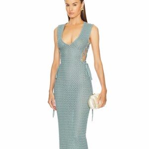 Michael Costello x Revolve Teal Knit Dress